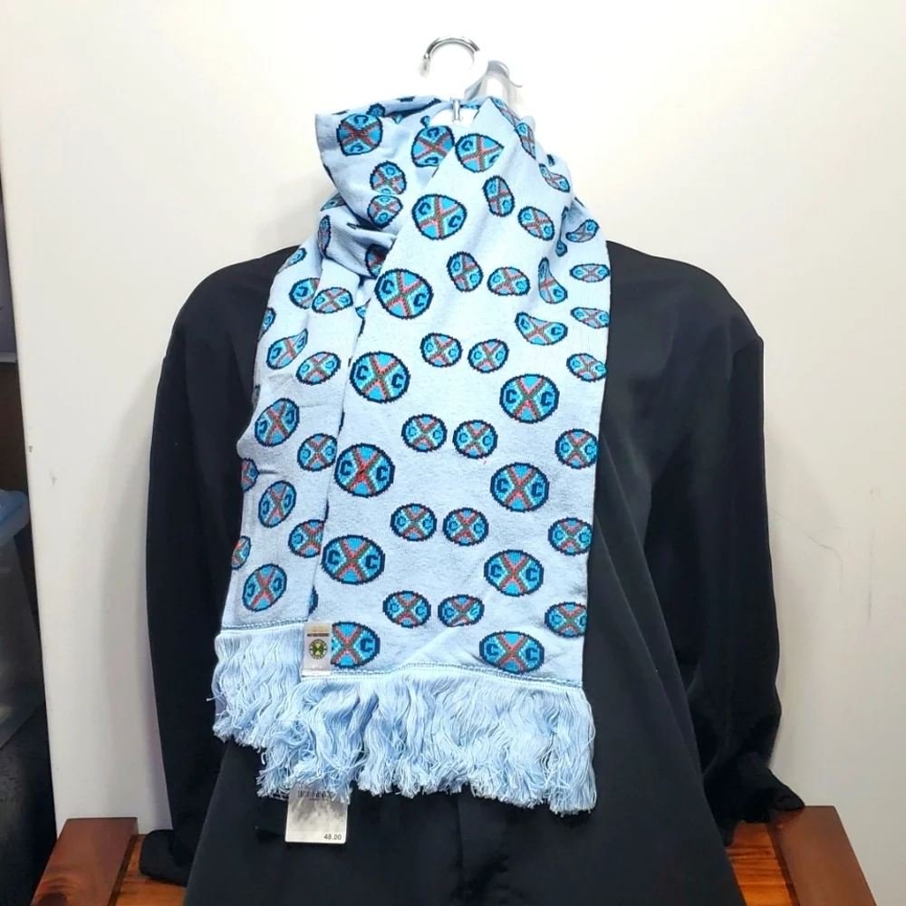 Cross Colours Scarf with Fringe Blue NWT